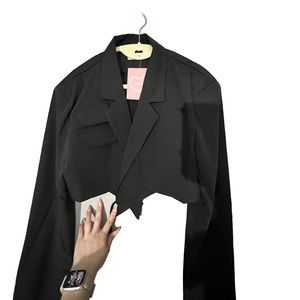 Lucky Women’s Black Cropped Double Layer Tie-Waist Blazer